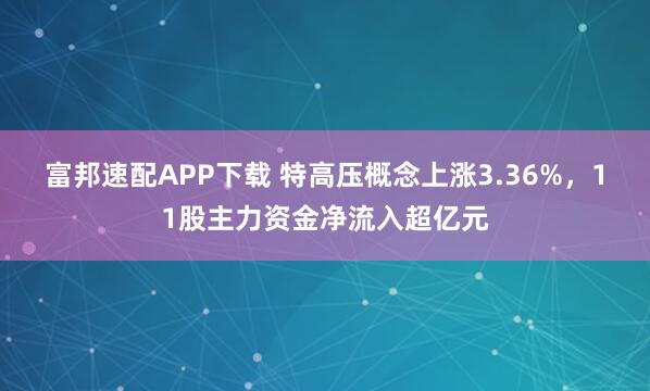 富邦速配APP下载 特高压概念上涨3.36%，11股主力资金净流入超亿元
