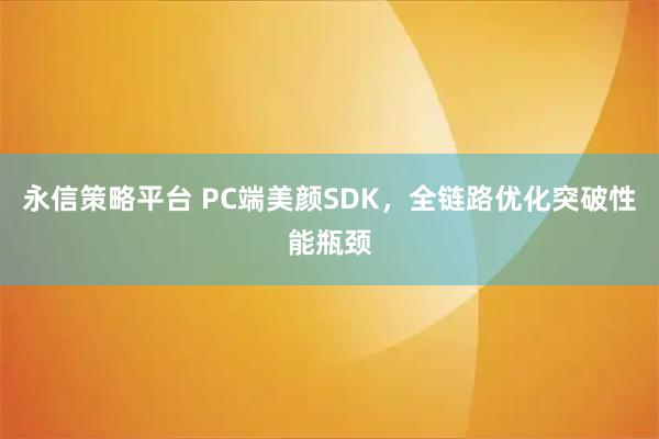 永信策略平台 PC端美颜SDK,全链路优化突破性能瓶颈