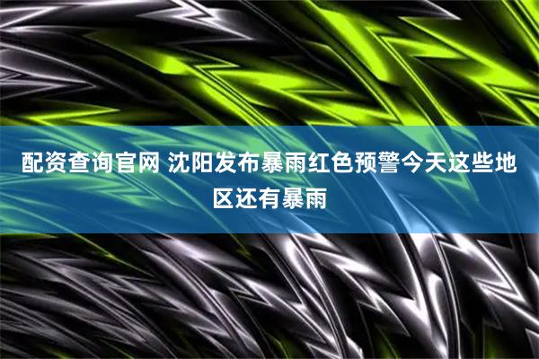 配资查询官网 沈阳发布暴雨红色预警今天这些地区还有暴雨